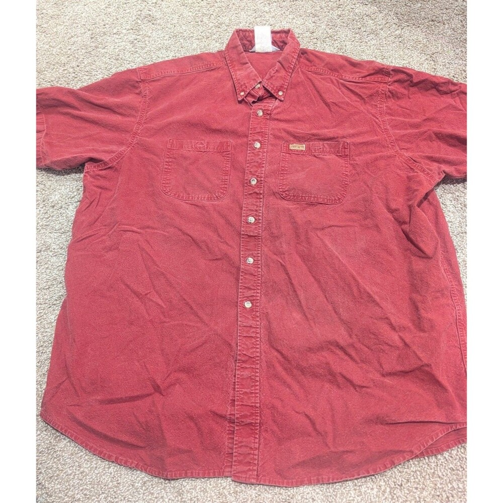 Men's 2XL Carhartt Short Sleeve Vintage Maroon Rugged Outdoor Wear *READ